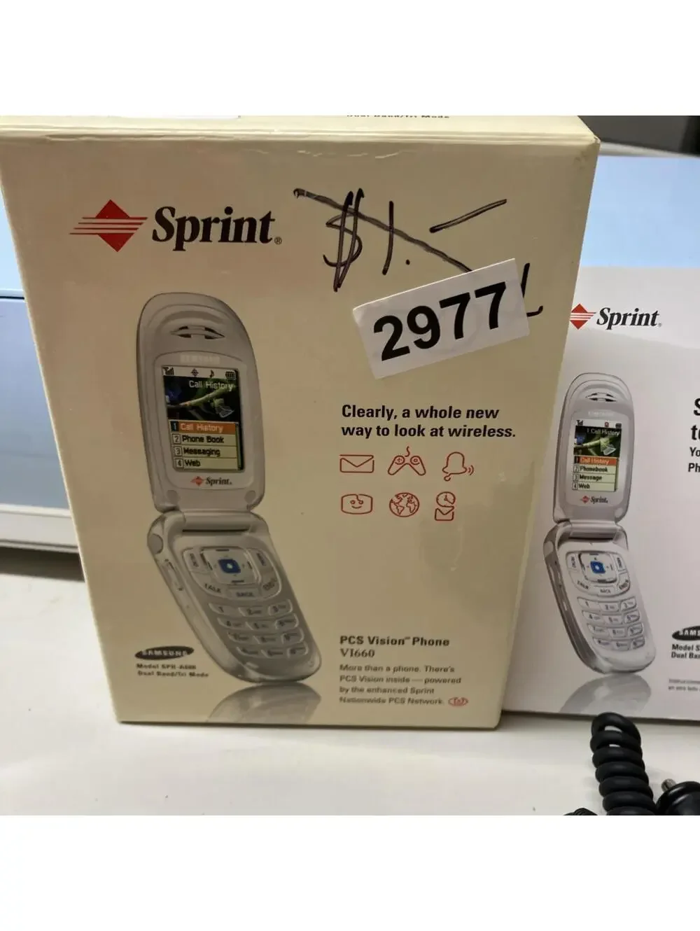 Samsung SPH-A620 Sprint PCS Vision Flip Phone Silver VGA Camera Vintage Boxed